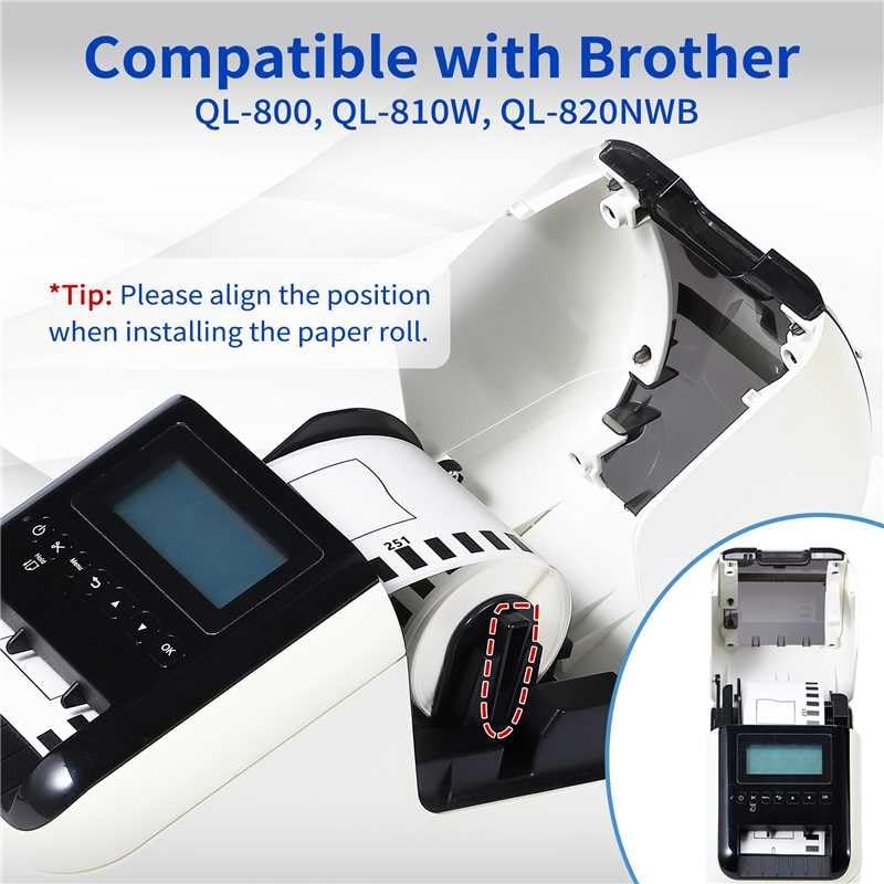 Wonfoucs 3 Rolls DK-2251 Continuous Length Label 2.4in x 50ft, Compatible for Brother DK 2251 Continuous Length Black/Red Label on White Paper Tape, Replacement for QL-820NWB QL 810W QL800 - Image 2